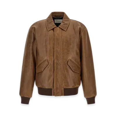 Saint Laurent Vintage Leather Bomber Jacket "Brown"
