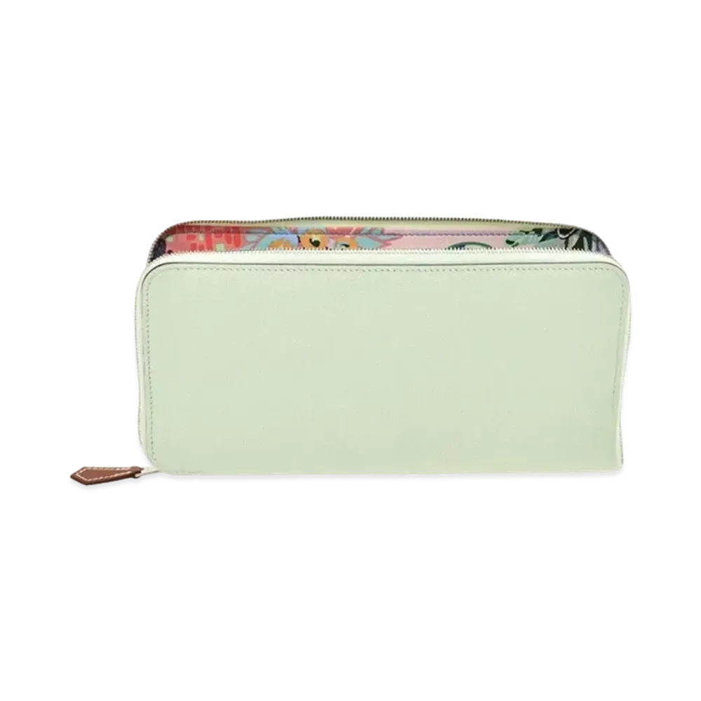 Hermes Azap Silk'In Long Veau Epsom/Silk "Veil Fizz/Blue Hydra/Silver"