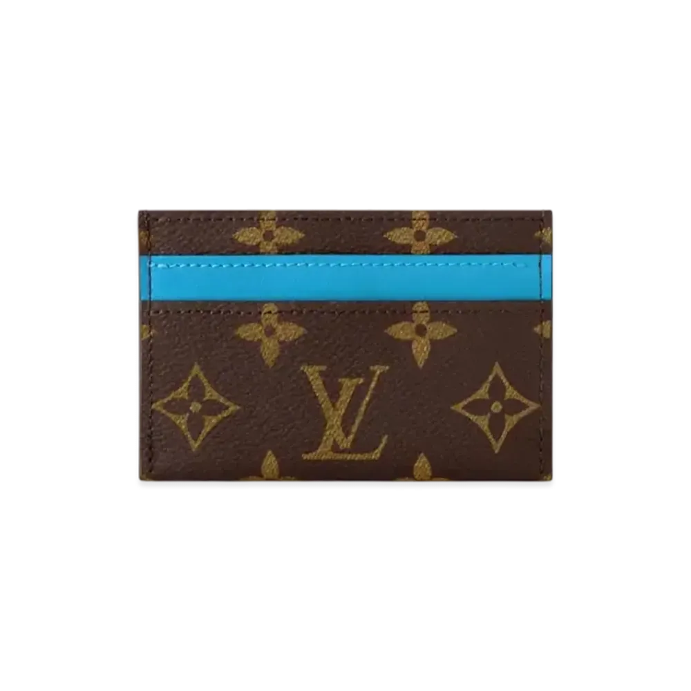 Louis Vuitton Double Card Holder Monogram Macassar "Gaston Blue"
