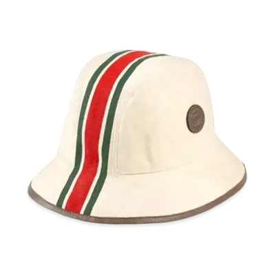GUCCI Web Stripe Canvas Fedora Hat