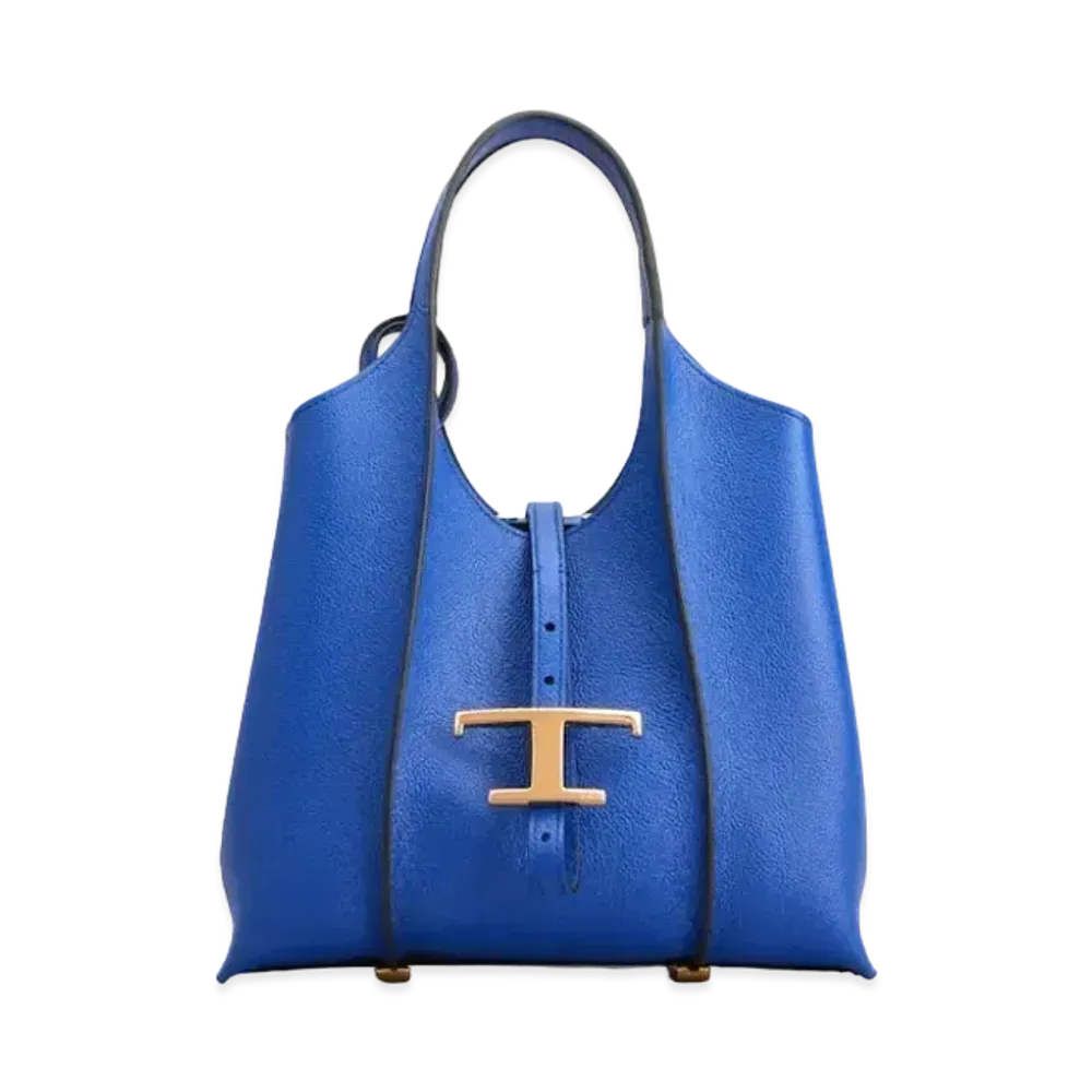 TOD'S T Timeles Leather Shopping Bag Mini "Blue"
