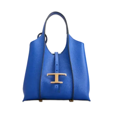 TOD'S T Timeles Leather Shopping Bag Mini "Blue"