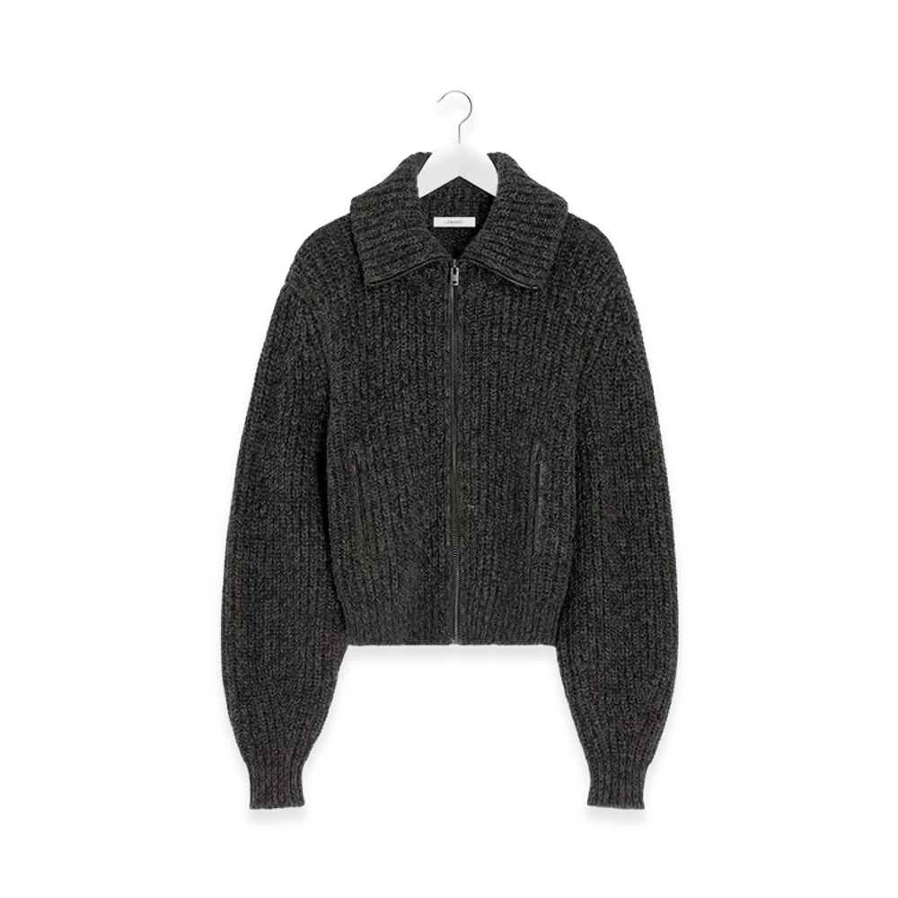 LEMAIRE Women's Zip Cardigan "Black/Mink Brown"