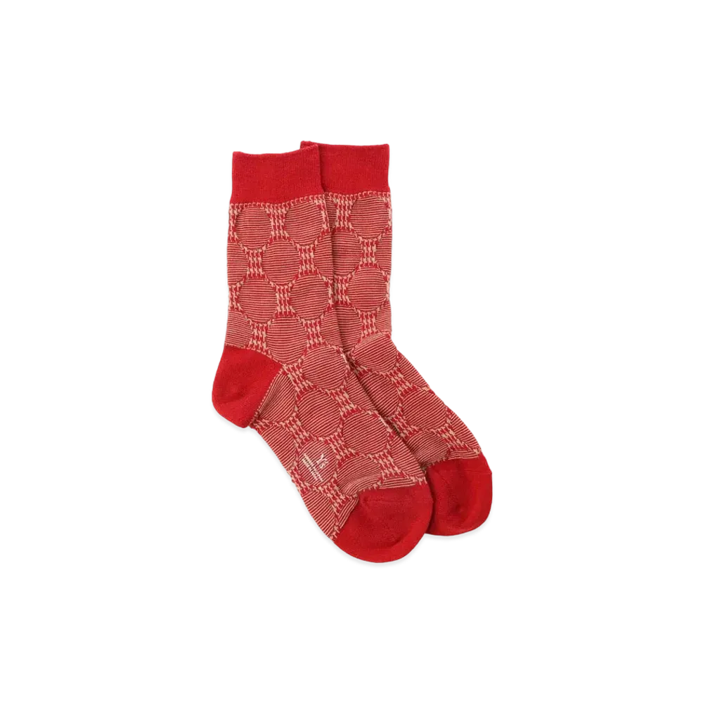 Yohji Yamamoto Y's COTTON DOT JACQUARD HOUNDSTOOTH SOCKS "Red"