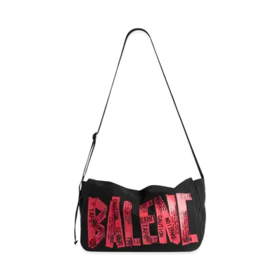 BALENCIAGA Tape Type Flap Messenger Bag Small "Black/Red"