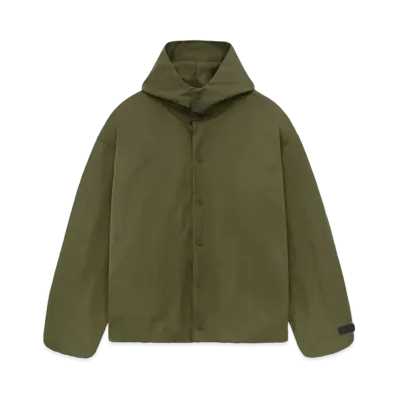 FEAR OF GOD ESSENTIALS Textured Nylon Hooded Coaches Jacket "Military"