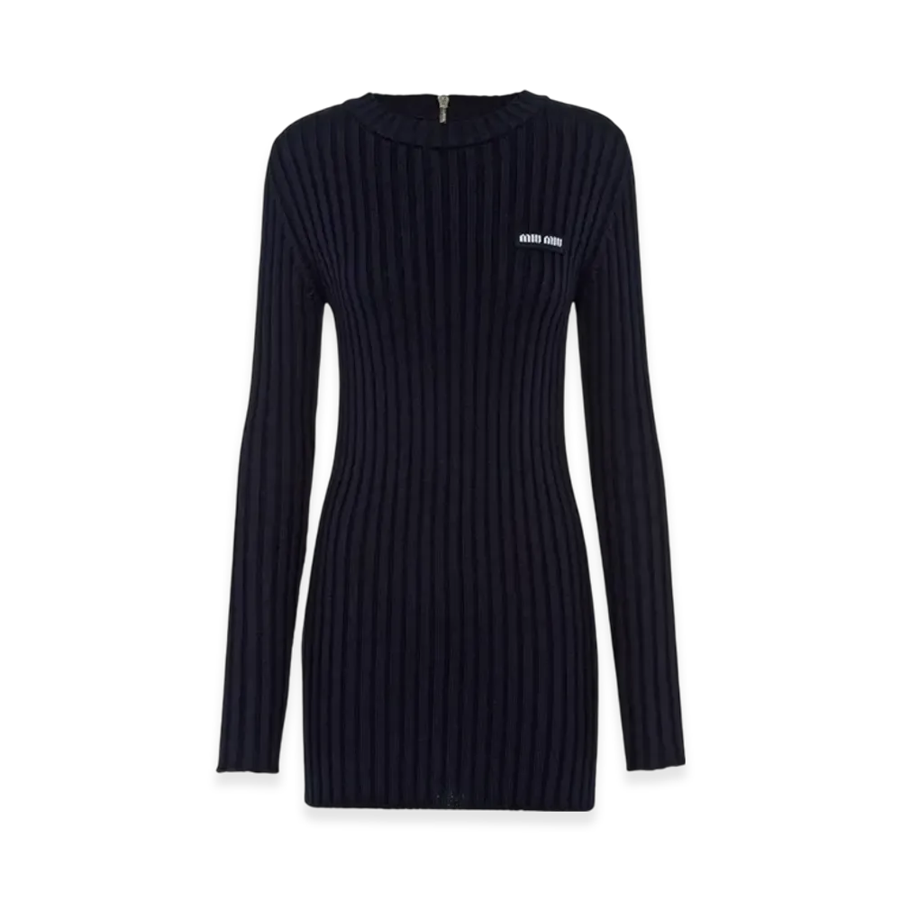 MIU MIU Women's Cotton Knit Mini Dress "Blue"