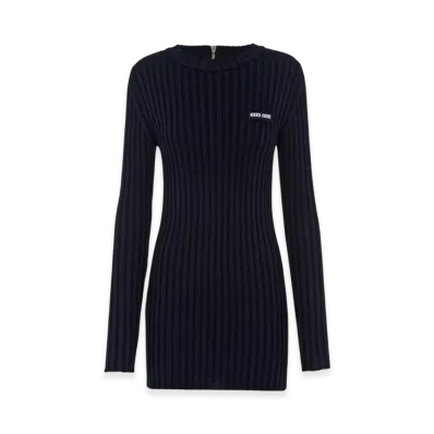 MIU MIU Women's Cotton Knit Mini Dress "Blue"