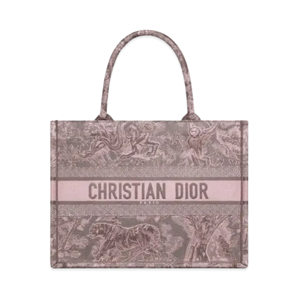 Dior Medium Dior Book Tote Toile de Jouy Reverse Embroidery "Gray/Pink"