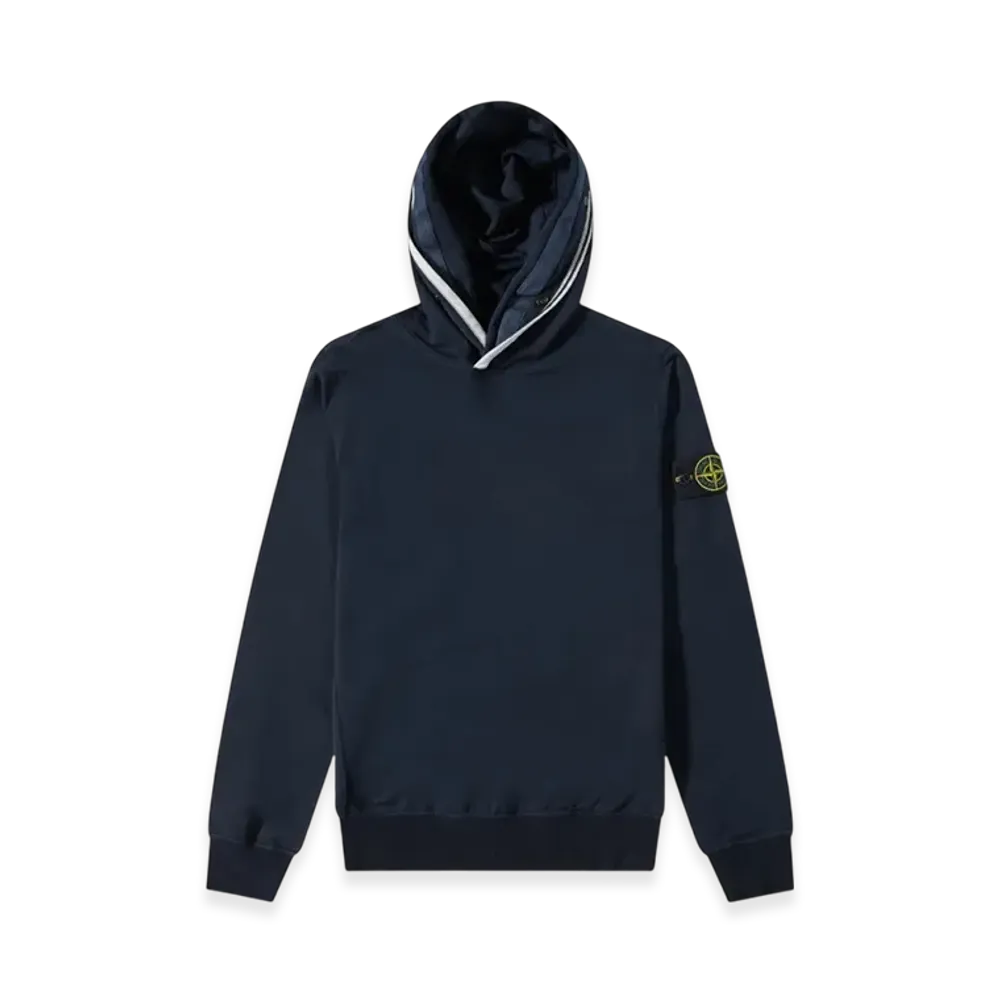 Stone Island 62852 Garment Dyed Cotton Stretch Fleece Hooded Sweatshirt - 22SS "Navy"