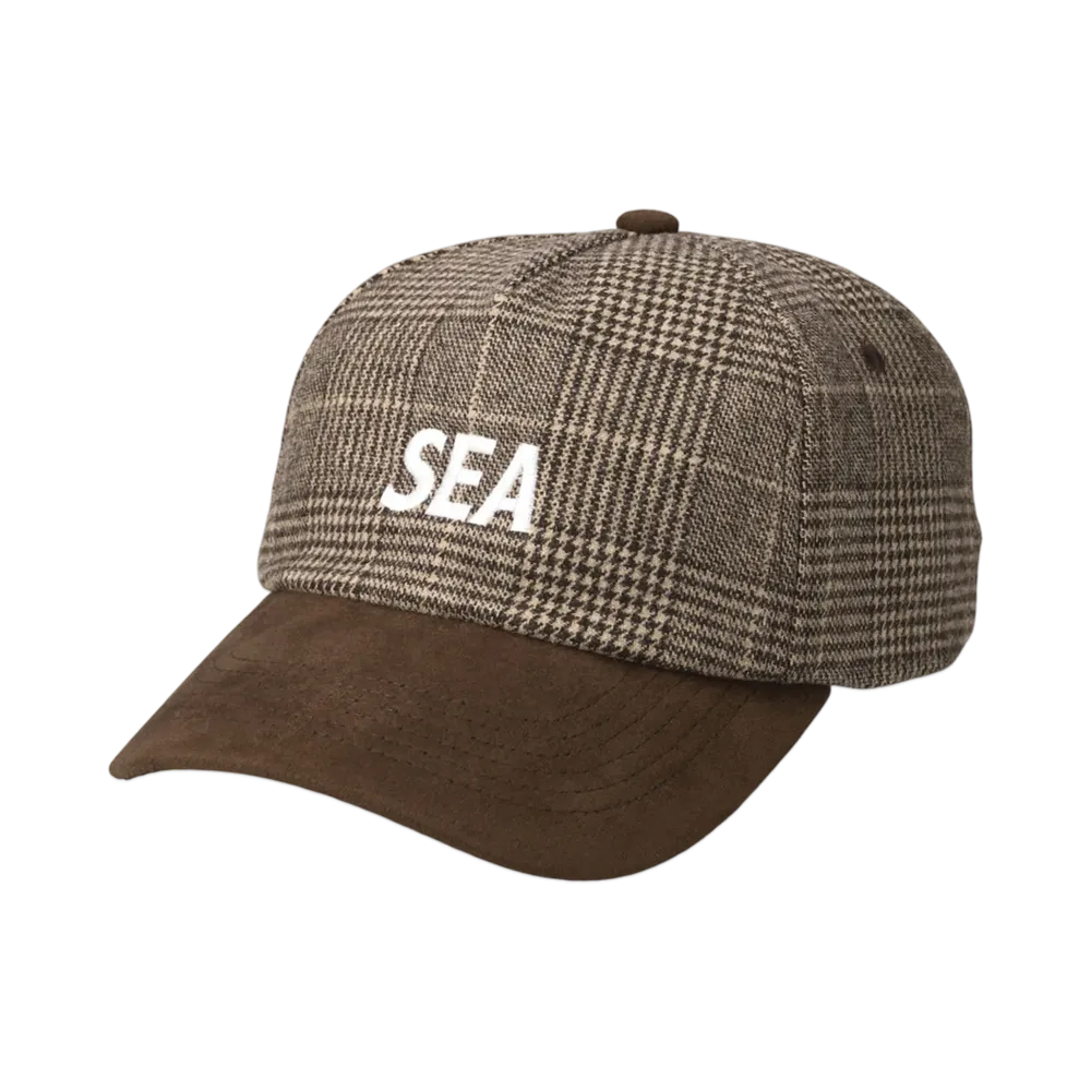 WIND AND SEA Logo Suede Check Cap "Brown"