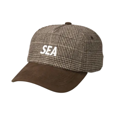 WIND AND SEA Logo Suede Check Cap "Brown"