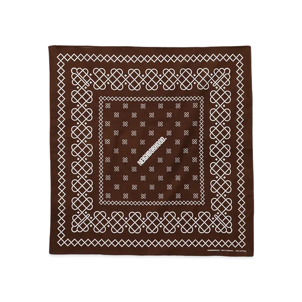NEIGHBORHOOD Line Pattern Bandana "Brown"
