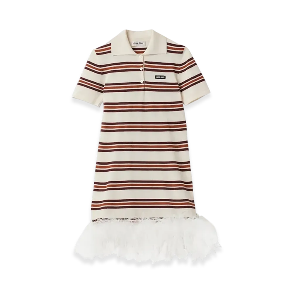 MIU MIU Women's Silk and Cotton Polo Dress "White"