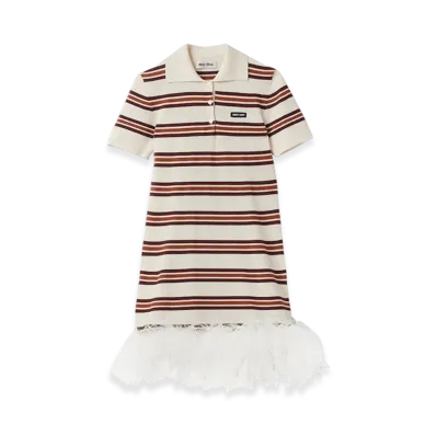 MIU MIU Women's Silk and Cotton Polo Dress "White"