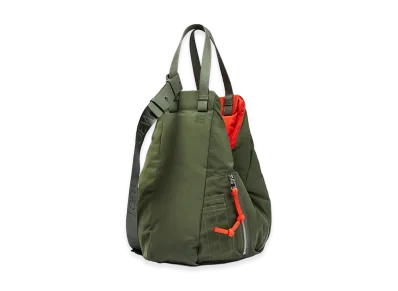 LOEWE Women's Hammock Reversible Nylon Tote Bag "Army Green/Orange"