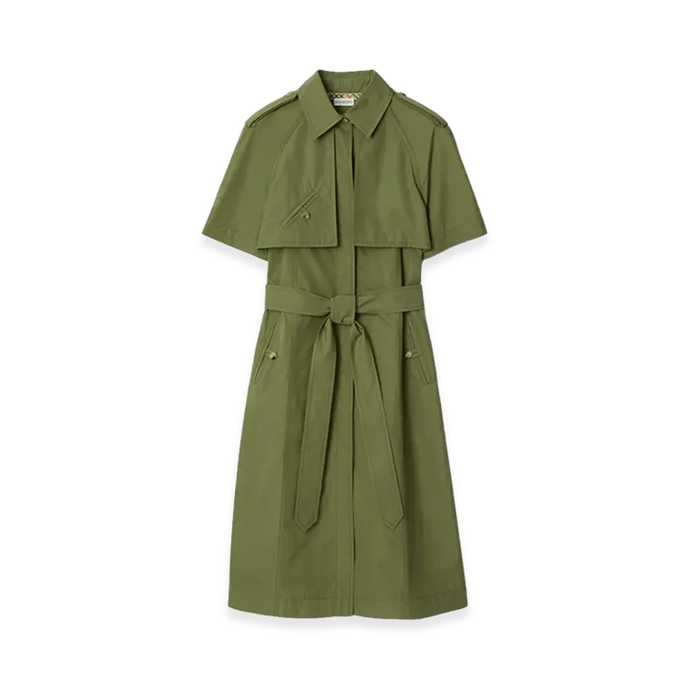 Burberry Women's Cotton Poplin Trench Dress "Pasture Green"
