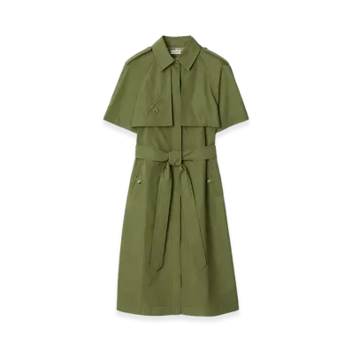 Burberry Women's Cotton Poplin Trench Dress "Pasture Green"
