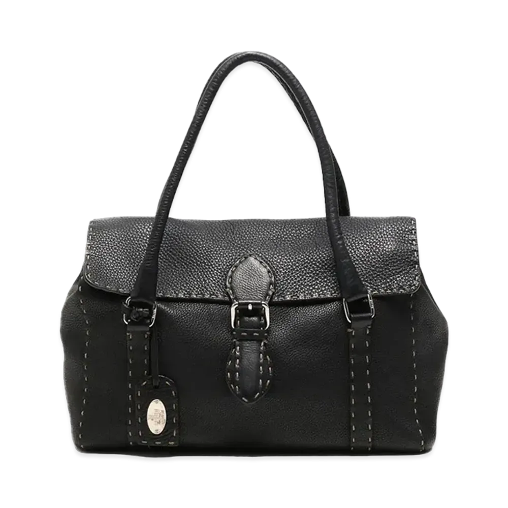 FENDI Linda Leather hand Bag "Black"
