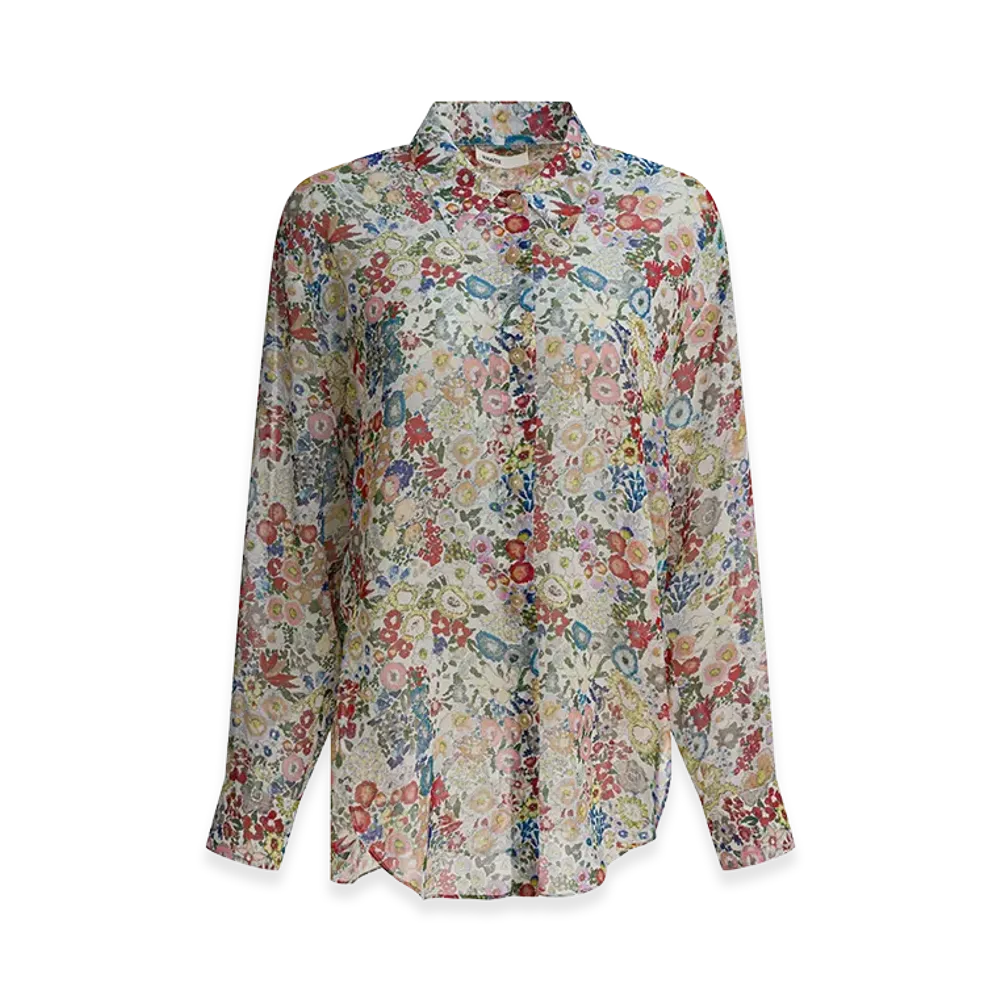 KHAITE Women's Relaxed Fit Chiffon Goya Shirt "Cream"