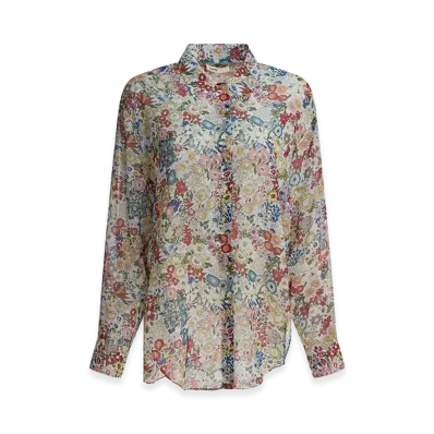 KHAITE Women's Relaxed Fit Chiffon Goya Shirt "Cream"