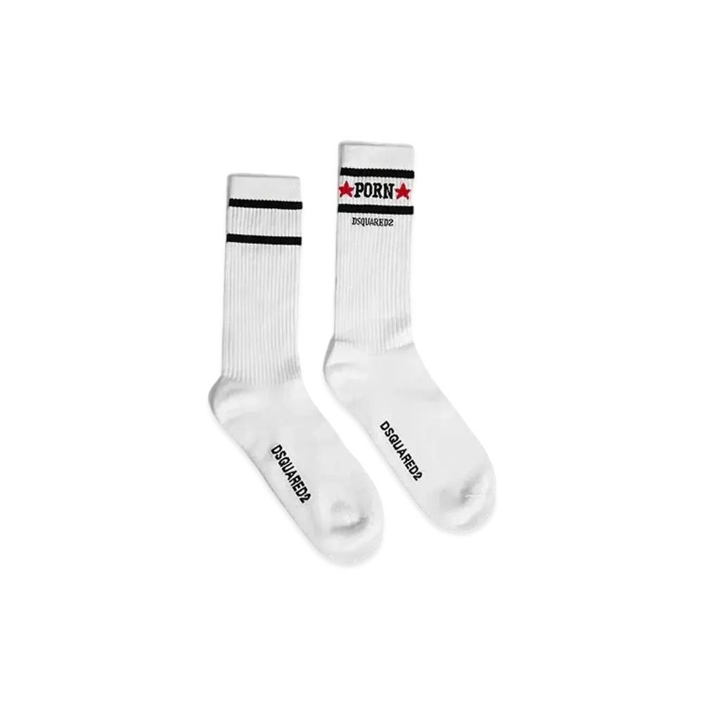 Dsquared2 Rocco Mid-Crew Socks #1 "White"