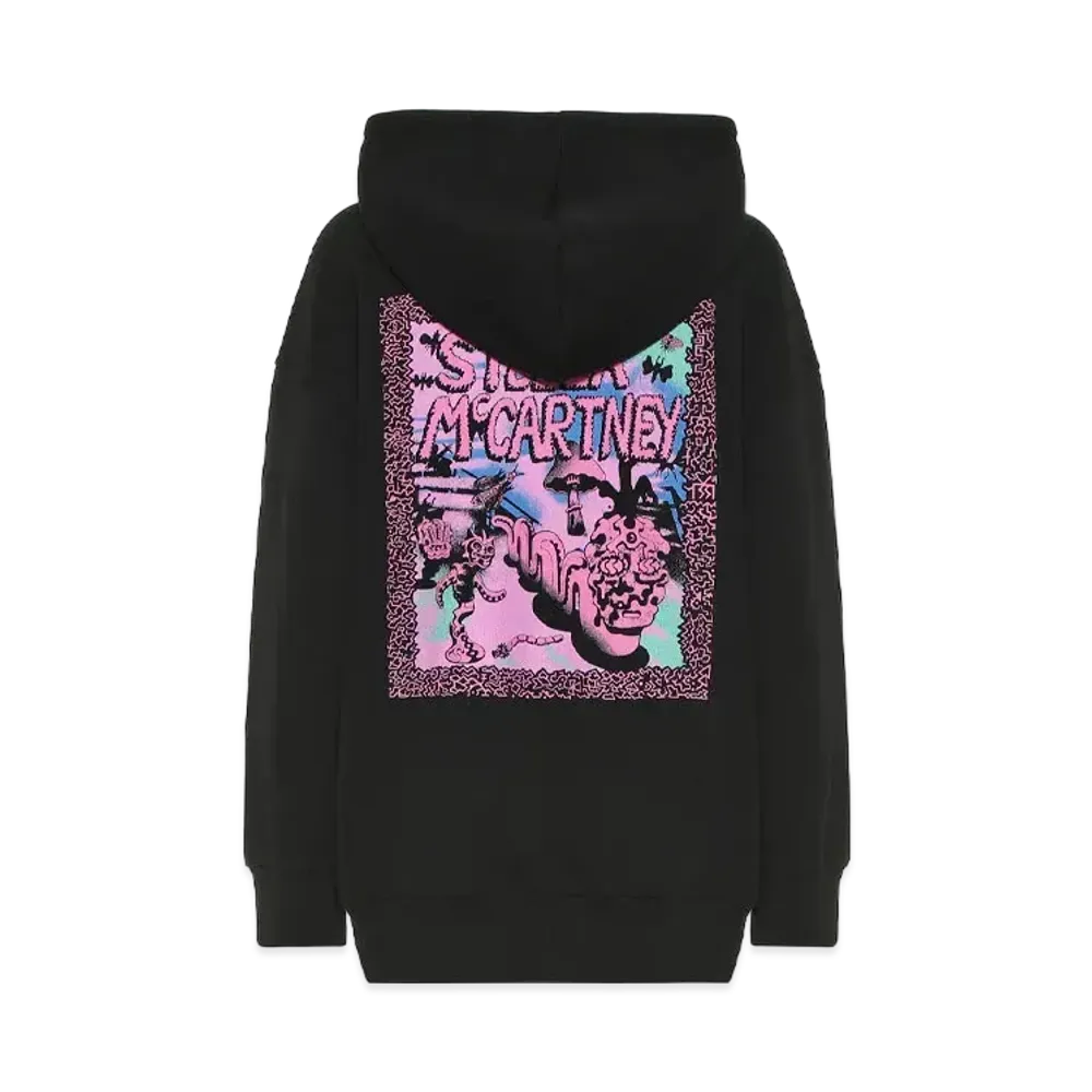 STELLA MCCARTNEY Carbot Printed Cotton Hoodie "Black"