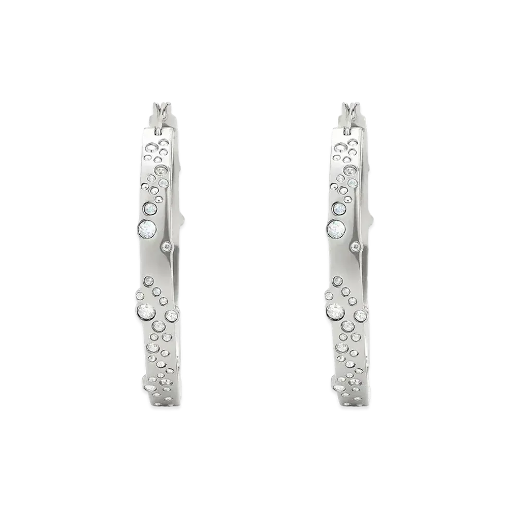 CHARLES & KEITH Reverie Crystal Large Hoop Earrings "Silver"