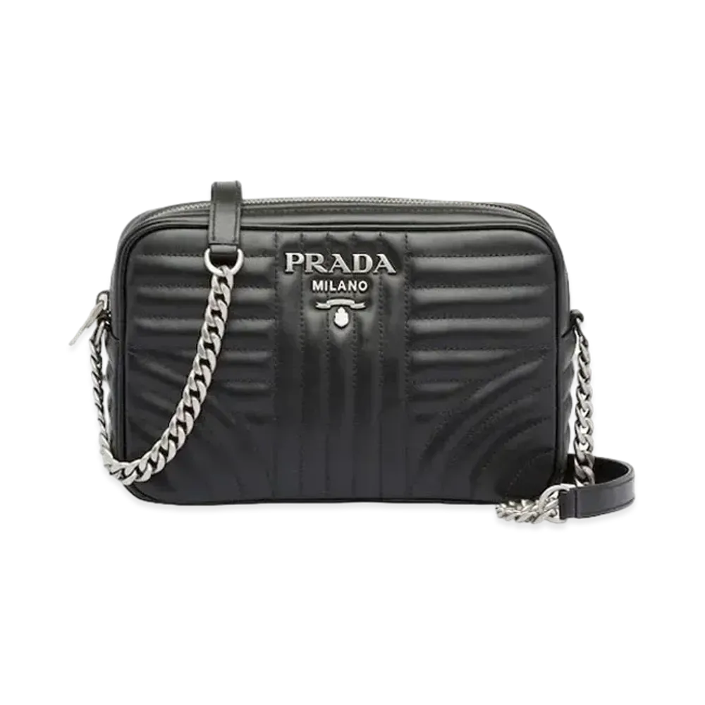 PRADA Diagramme Leather Bag "Black"