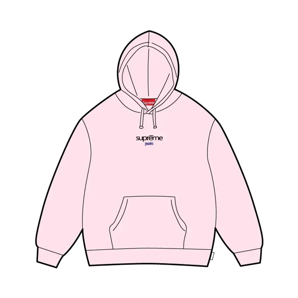 Supreme Classic Logo Shop Hooded Sweatshirt (Paris) "Light Pink"