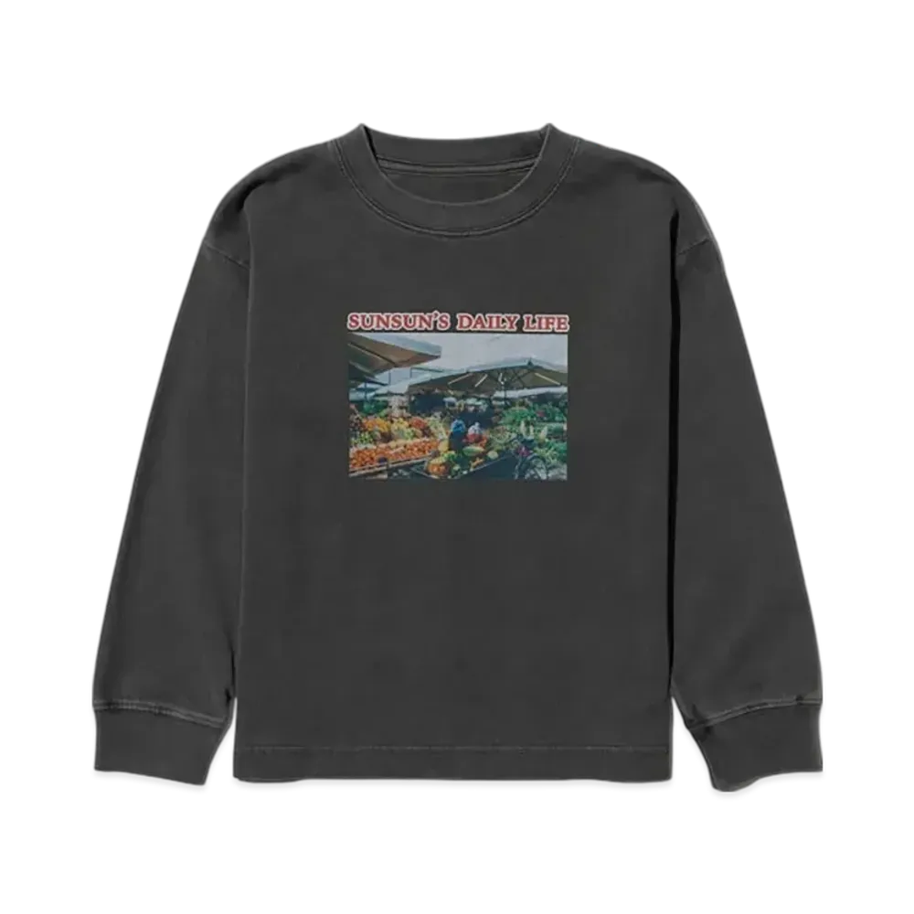 B:MING by BEAMS x PUPPET SUNSUN Kids / Fade Photo Print Long Sleeve T-Shirt Market "InkBlack"