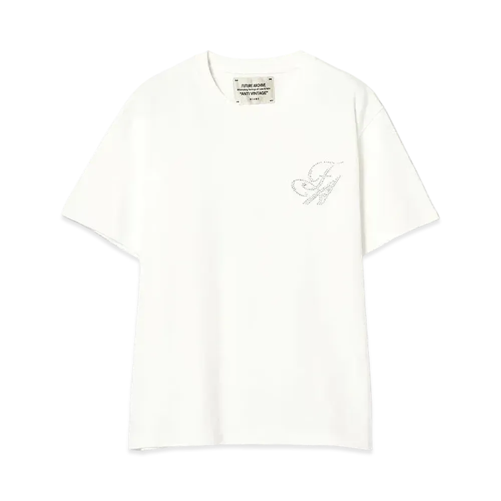 BEAMS x FUTURE ARCHIVE Rhinestone Logo Tee "White"