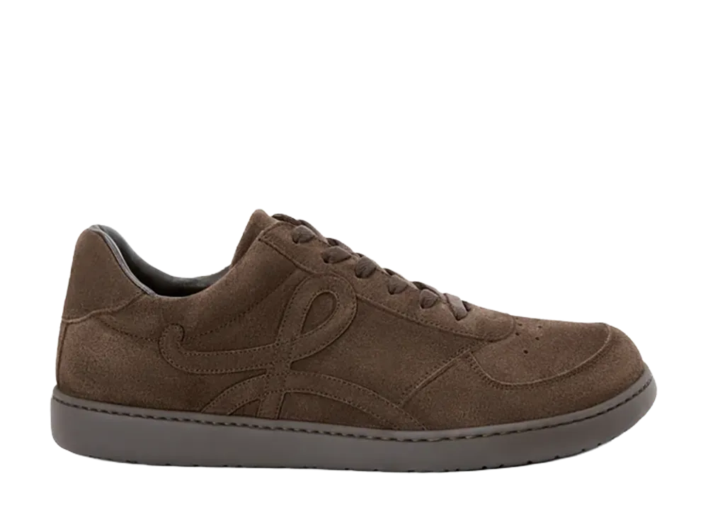 LOEWE Women's Jambo Sneaker in Calfskin Suede "Dark Brown"
