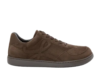LOEWE Women's Jambo Sneaker in Calfskin Suede "Dark Brown"