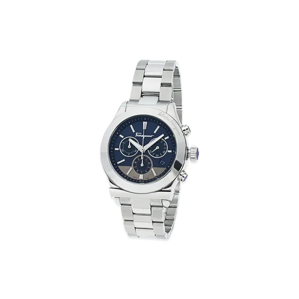 Salvatore Ferragamo 1898 Chronograph "Silver/Navy Silver"