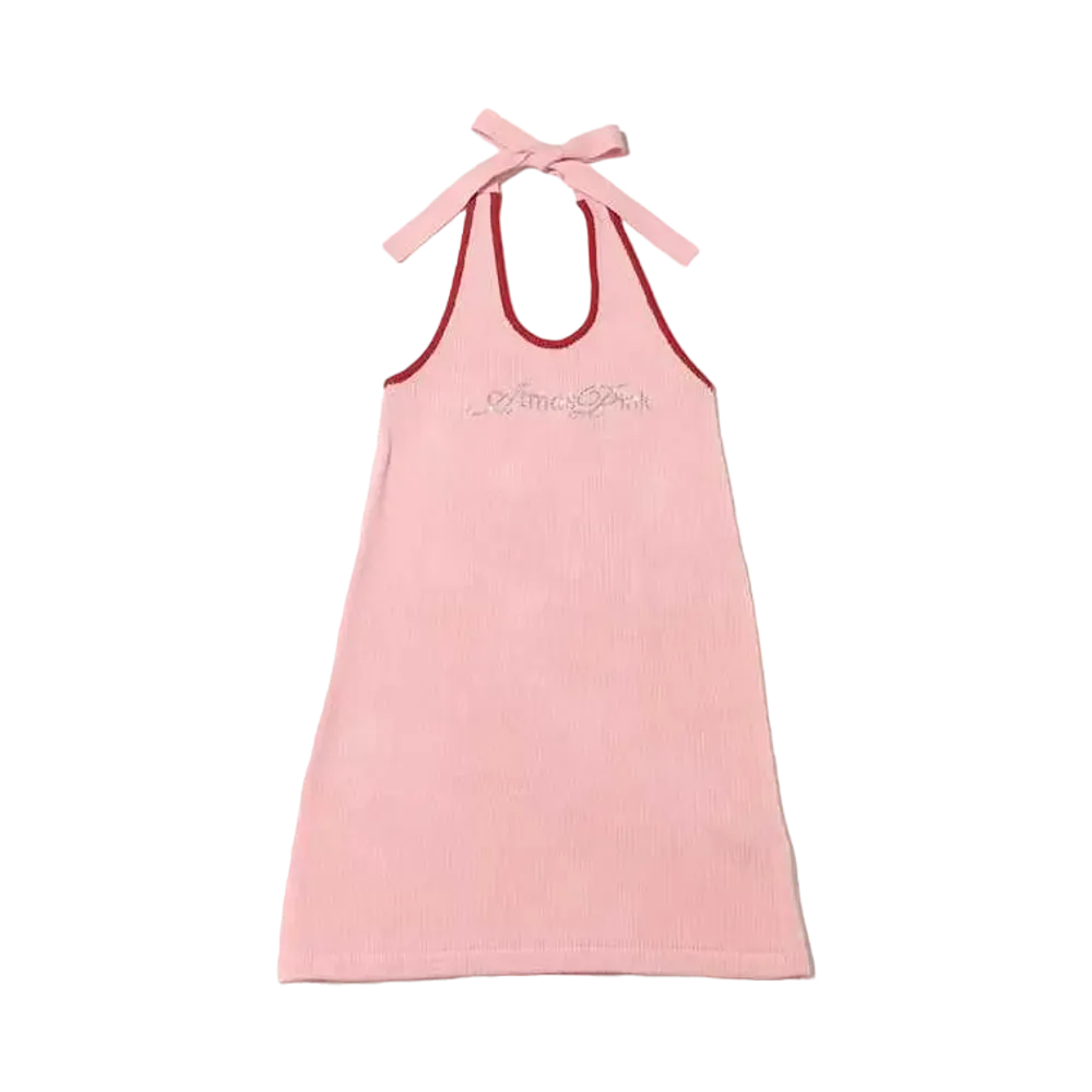 atmos pink Halter Neck Knit Mini Dress "Pink"