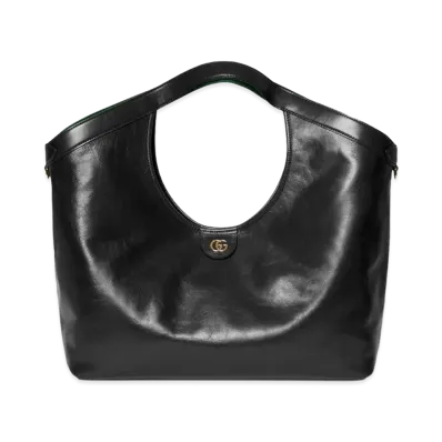 GUCCI Women's Leather Large Gucci Giglio Shopping Bag "Black"