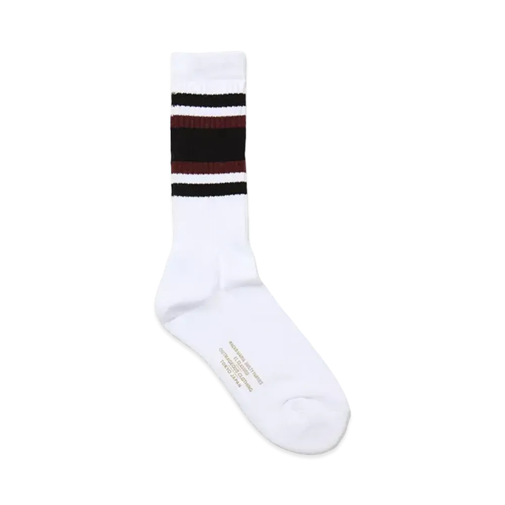 WACKO MARIA Striped Jacquard Socks "White/Brown"