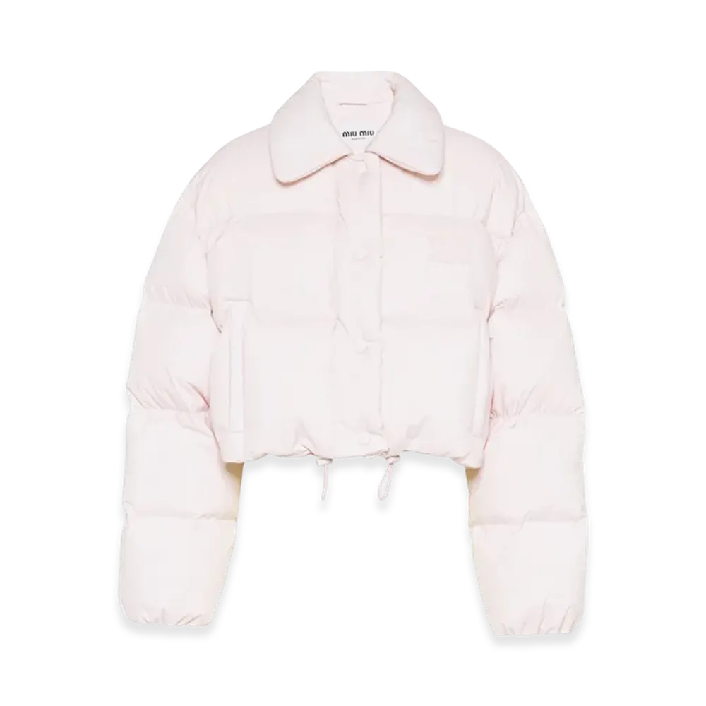 MIU MIU Women's Cropped Technical Ponge Down Jacket "Quartz"