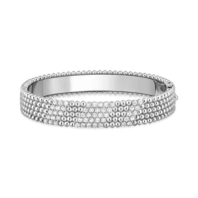 Van Cleef & Arpels Perlee diamonds bracelet 5 rows medium model "18K White gold/Diamond"