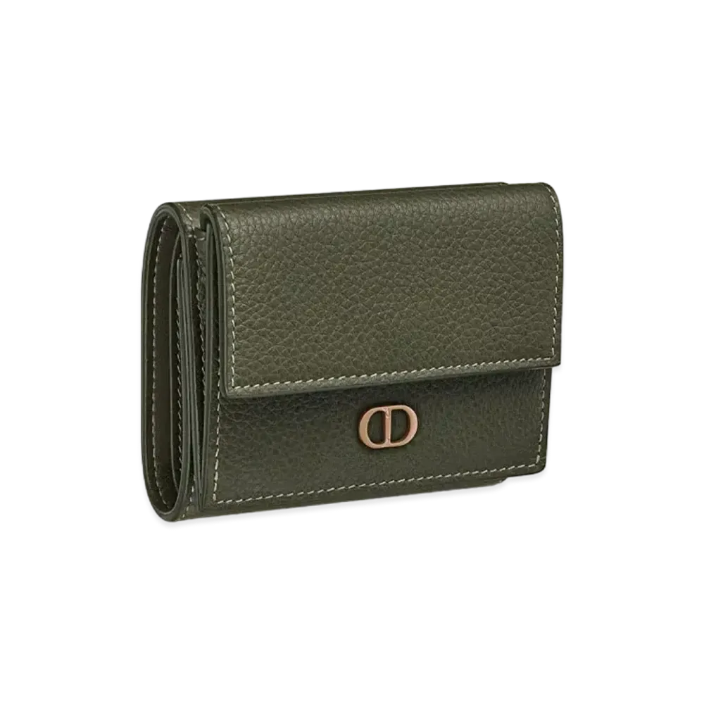 Dior Three Fold Wallets CD Icon Grained Calfskin "Olive"