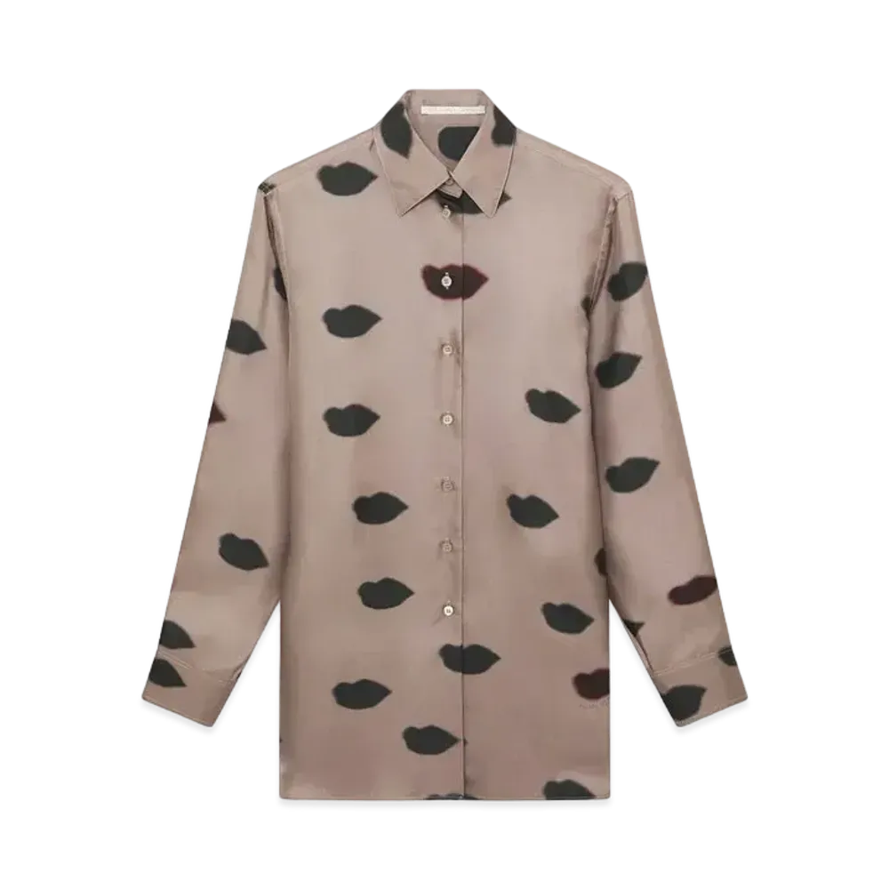 STELLA McCARTNEY Oversized Lips Print Shirt "Ashy Mauve"
