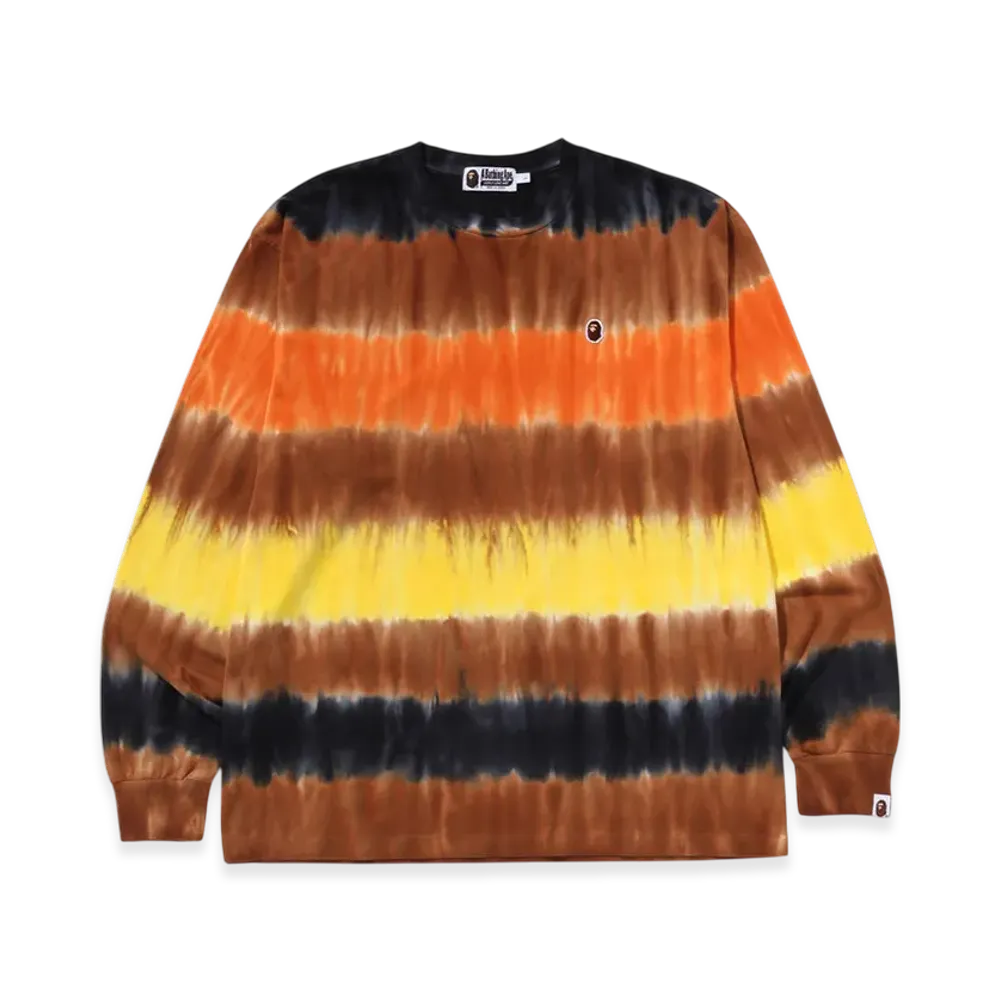 A BATHING APE Drip Stripe Relaxed Fit LS Tee "Orange"