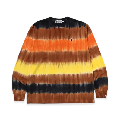 A BATHING APE Drip Stripe Relaxed Fit LS Tee "Orange"