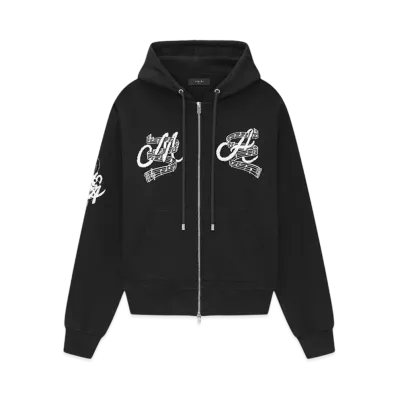 AMIRI Music Club Zip Up Hoodie "Black"