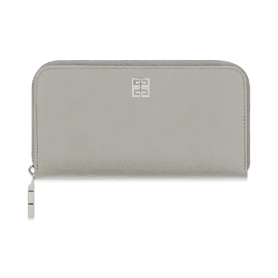 GIVENCHY 4G Long Zipped Wallet In Grained Leather "Gray"