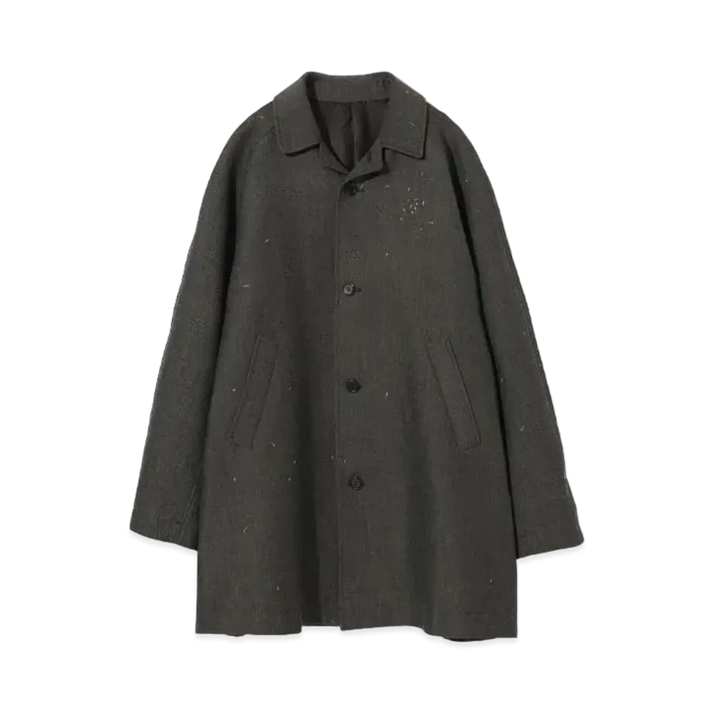 UNDERCOVER Wool Blend Dobby Raglan Coat "Brown Mix"