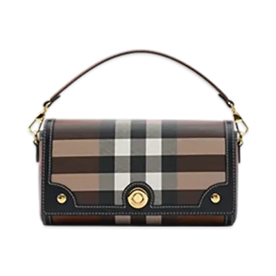 Burberry Top Handle Note Bag "Dark Birch Brown"
