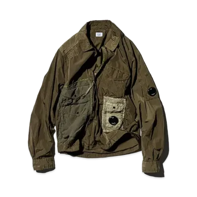 C.P. Company by Sashiko Gals Overshirt In Chrome-R Sashiko "Khaki"