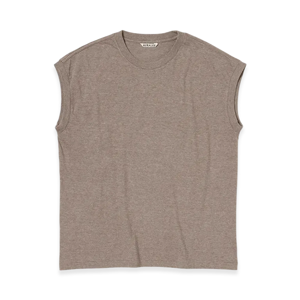 AURALEE Women's Seamless Crew Neck Sleeveless "Top Brown"